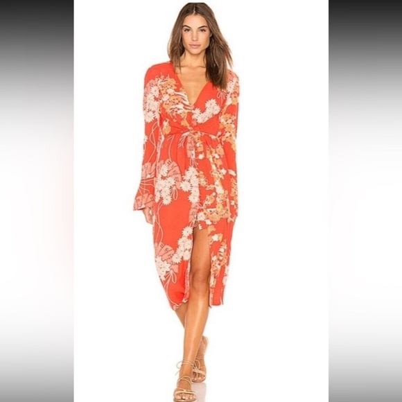 Free People Hot Pepper Combo Mixed Print Twist Dress - Picture 3 of 6